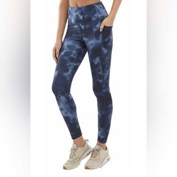 Handling marble navy blue yoga pants , high waisted gym leggings, - Picture 2 of 6